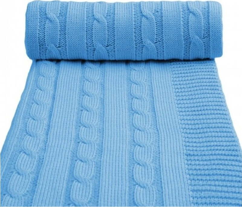 Modrá pletená dětská deka s podílem bavlny T-TOMI Spring