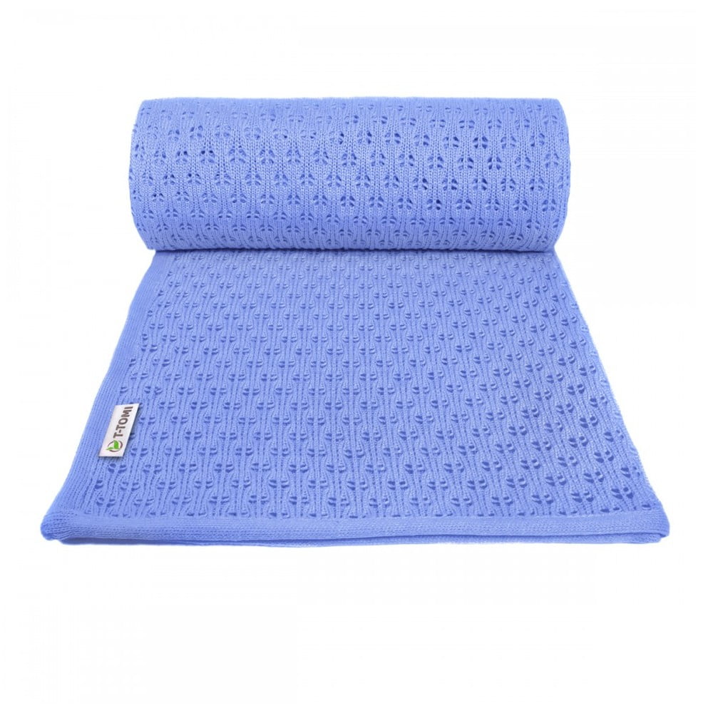 Modrá pletená dětská deka s podílem bavlny T-TOMI Summer