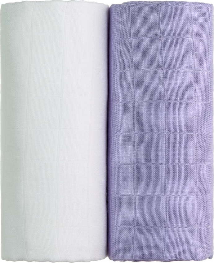 Sada 2 bavlněných osušek v bílé a fialové barvě T-TOMI Tetra
