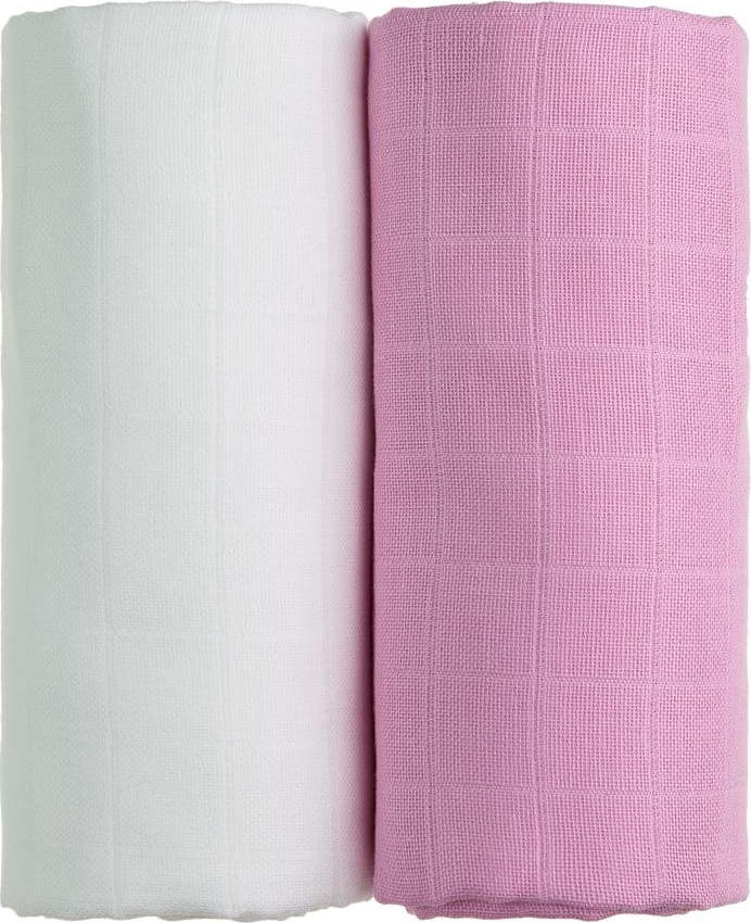 Sada 2 bavlněných osušek v bílé a růžové barvě T-TOMI Tetra