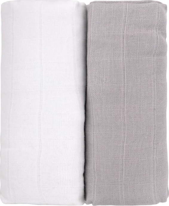 Sada 2 bavlněných osušek v bílé a šedé barvě T-TOMI Tetra