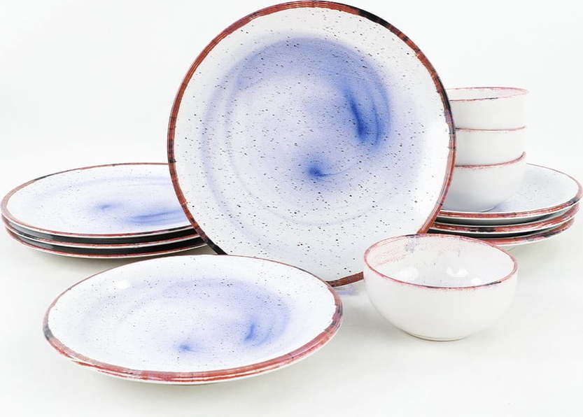 12dílná sada bílo-modrého keramického nádobí My Ceramic My Ceramic