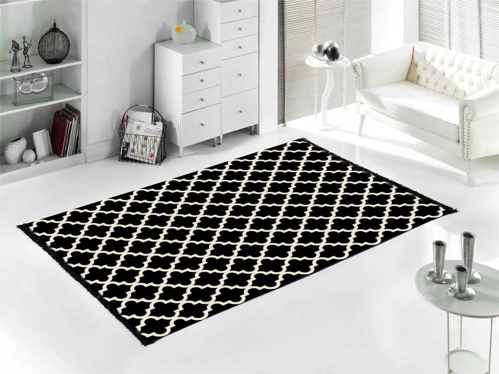 Černo-bílý oboustranný koberec Madalyon