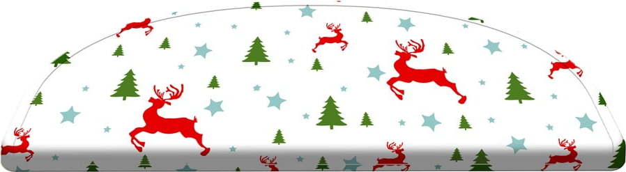 Červené/bílé nášlapy na schody v sadě 16 ks 65x20 cm Christmas Deer and Tree - Vitaus Vitaus