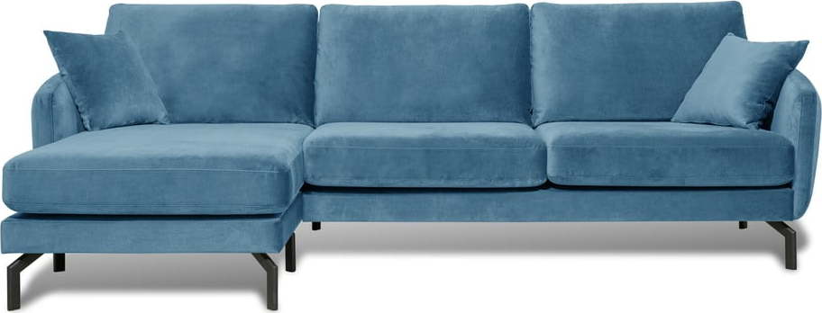 Modrá rohová pohovka se sametovým povrchem Scandic Magic