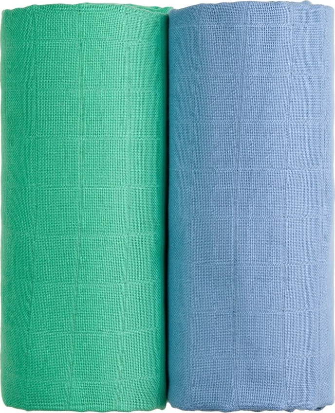 Sada 2 bavlněných osušek v zelené a modré barvě T-TOMI Tetra