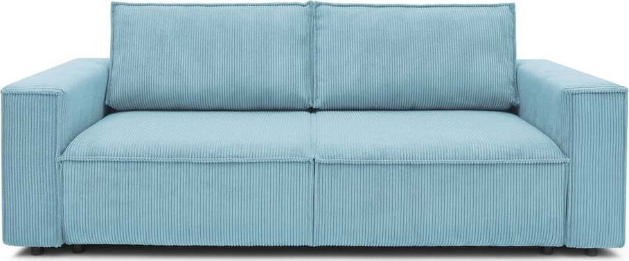 Světle modrá manšestrová rozkládací pohovka Bobochic Paris Nihad