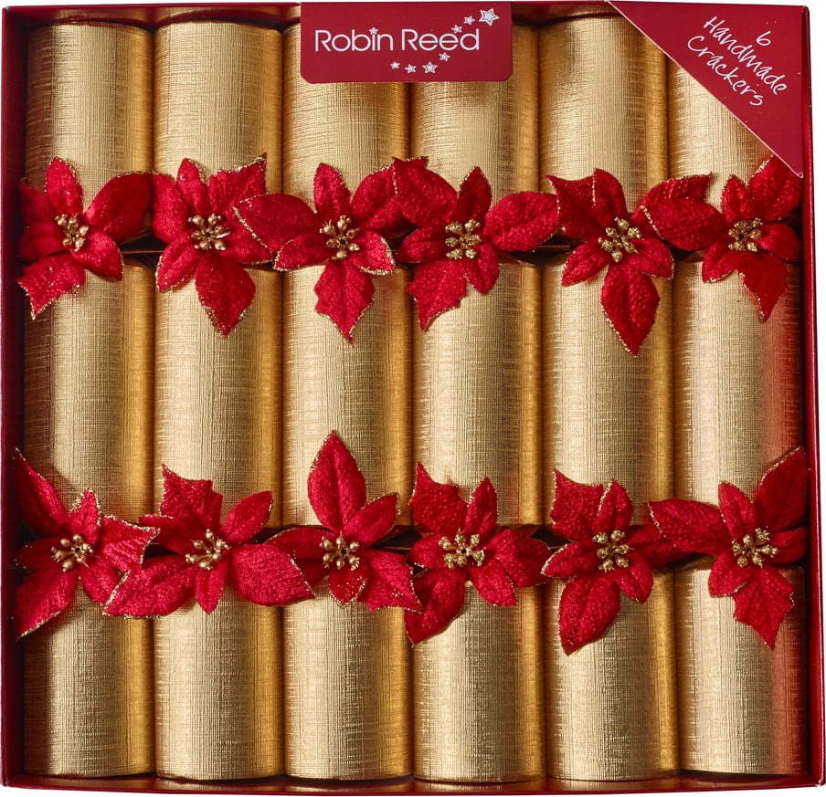 Vánoční crackery v sadě 6 ks Glitter Poinsettia - Robin Reed Robin Reed