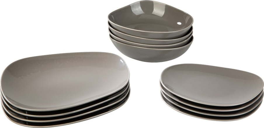 12dílná sada šedého porcelánového nádobí Villeroy & Boch Like Organic like | Villeroy & Boch