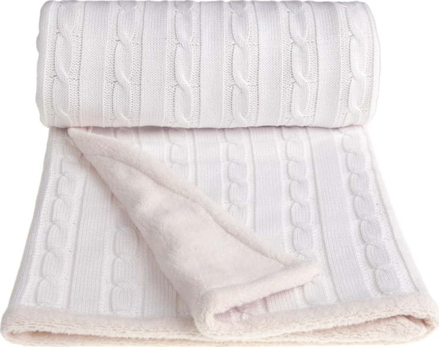Bílá pletená dětská deka s podílem bavlny T-TOMI Winter