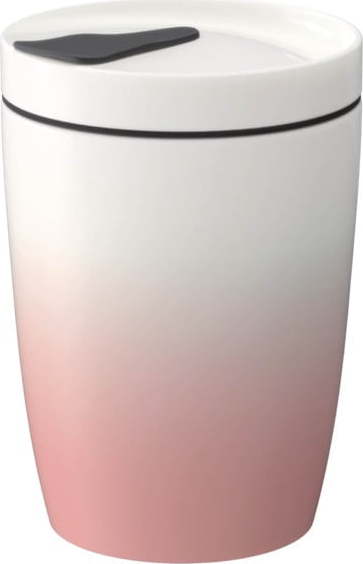 Růžovo-bílý porcelánový termohrnek Villeroy & Boch Like To Go