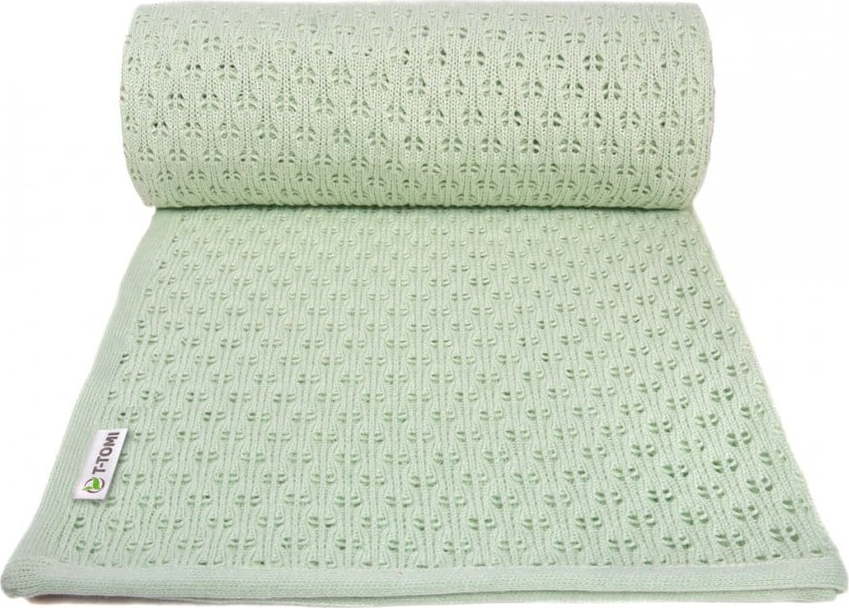 Zelená pletená dětská deka s podílem bavlny T-TOMI Summer