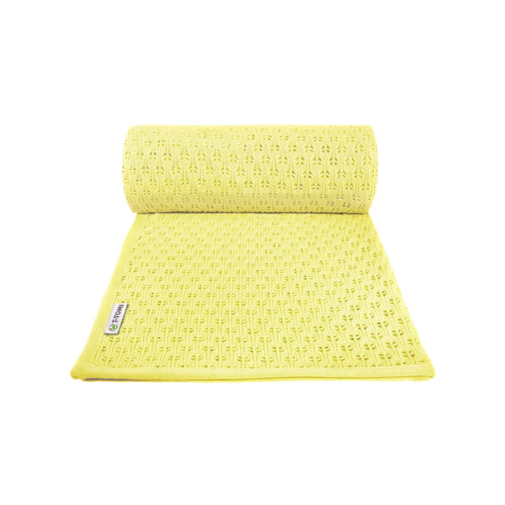 Žlutá pletená dětská deka s podílem bavlny T-TOMI Summer