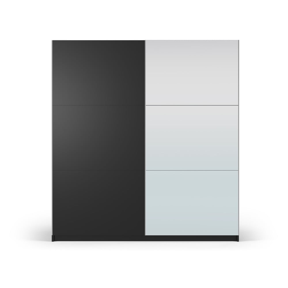 Černá šatní skříň se zrcadlem a s posuvnými dveřmi 200x215 cm Lisburn - Cosmopolitan Design Cosmopolitan design