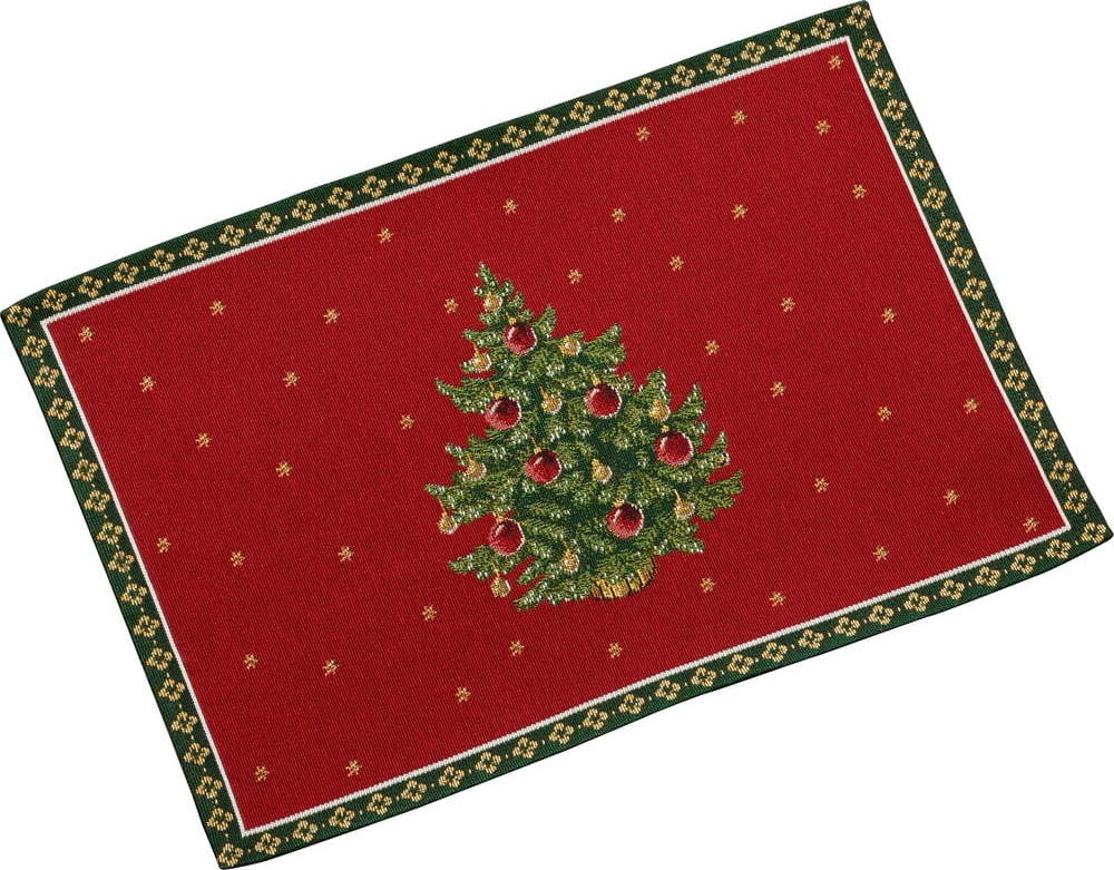 Červené bavlněné prostírání s vánočním motivem Villeroy & Boch Tree