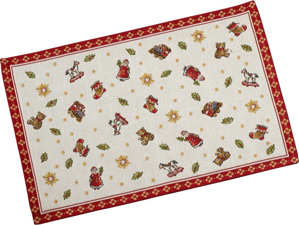 Červeno-bílé bavlněné prostírání s vánočním motivem Villeroy & Boch Toys Delight