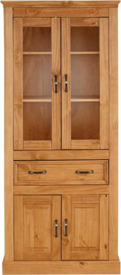 Hnědá čtyřdveřová vitrína z masivního borovicového dřeva Støraa Suzie Støraa