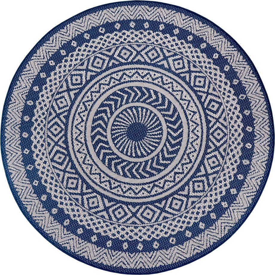 Modro-šedý venkovní koberec Ragami Round