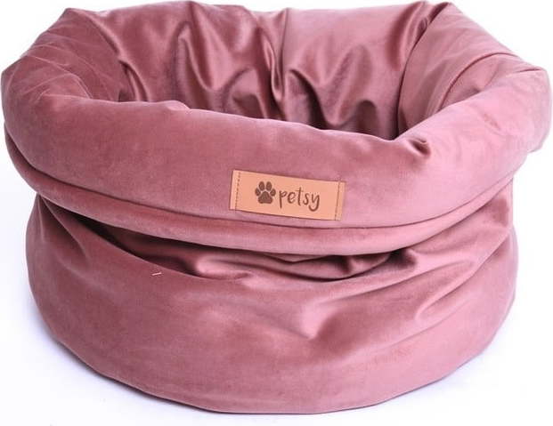 Růžový sametový pelíšek ø 40 cm Basket Royal - Petsy Petsy