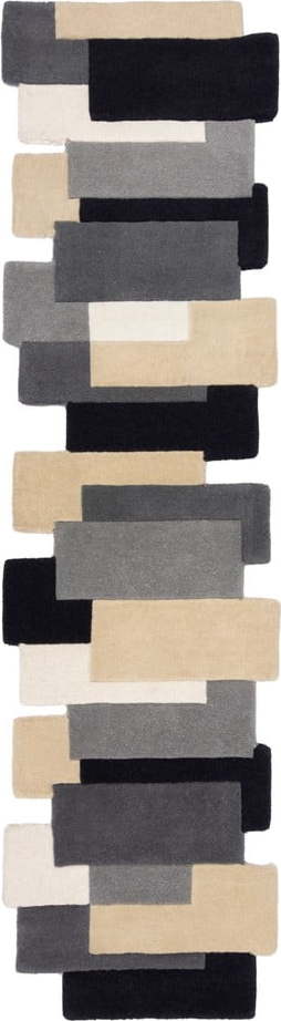Šedý vlněný koberec běhoun 230x60 cm Collage - Flair Rugs Flair Rugs