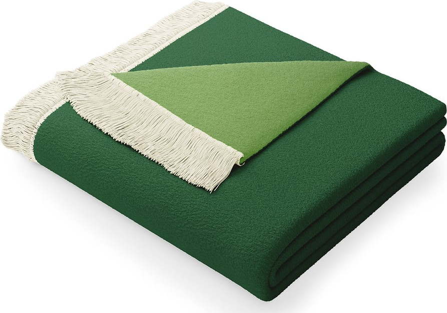 Zelená deka s příměsí bavlny AmeliaHome Franse