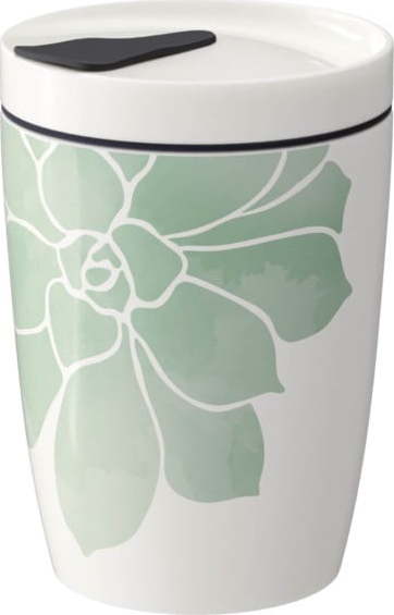 Zeleno-bílý porcelánový termohrnek Villeroy & Boch Like To Go