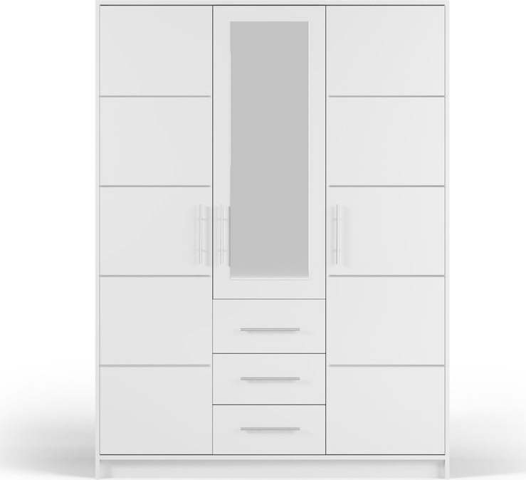 Bílá šatní skříň se zrcadlem 147x200 cm Derry - Cosmopolitan Design Cosmopolitan design
