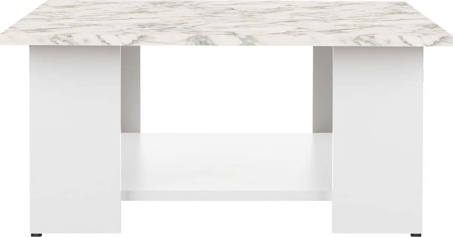 Bílý konferenční stolek s deskou v dekoru mramoru 67x67 cm Square - TemaHome France TemaHome France