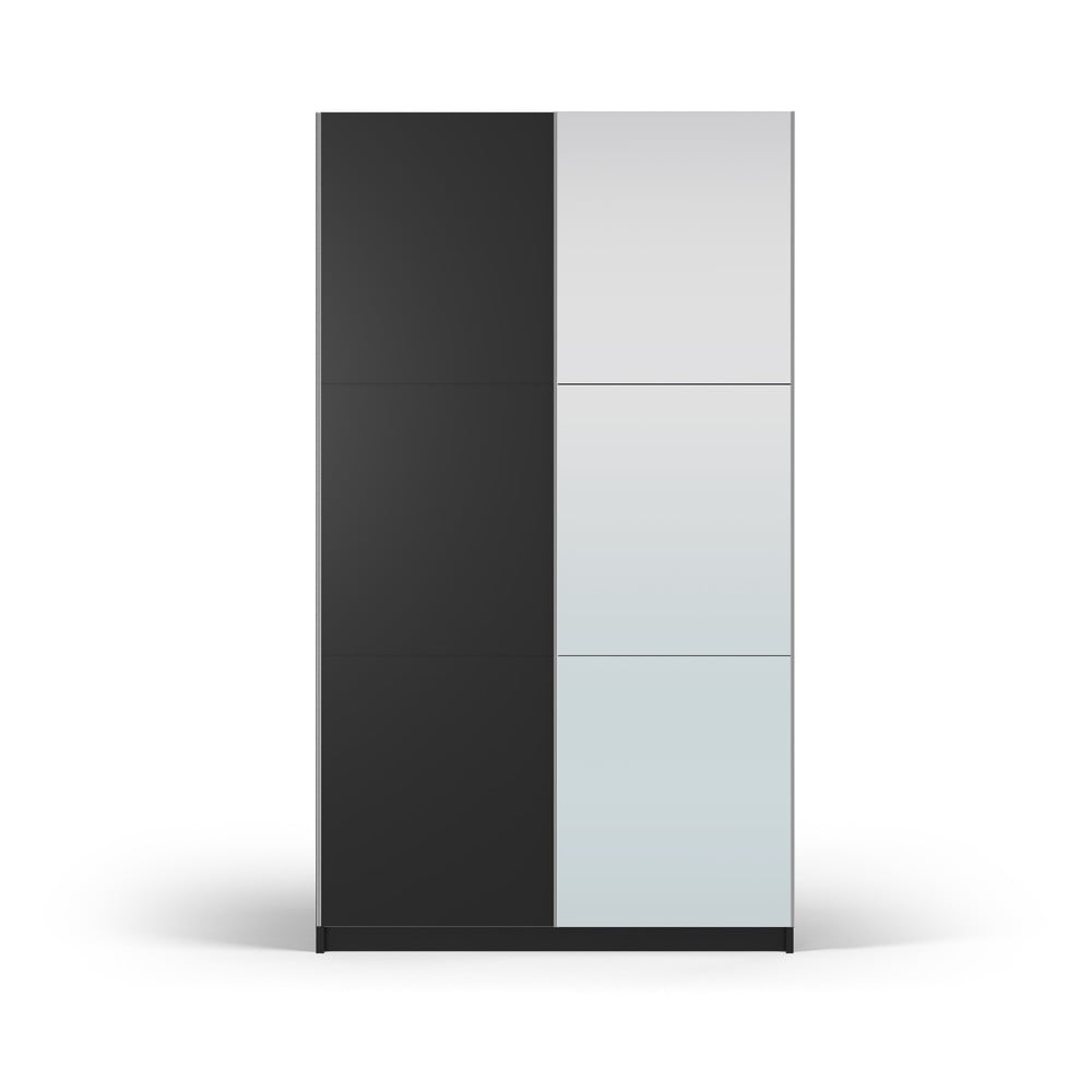 Černá šatní skříň se zrcadlem a s posuvnými dveřmi 122x215 cm Lisburn - Cosmopolitan Design Cosmopolitan design