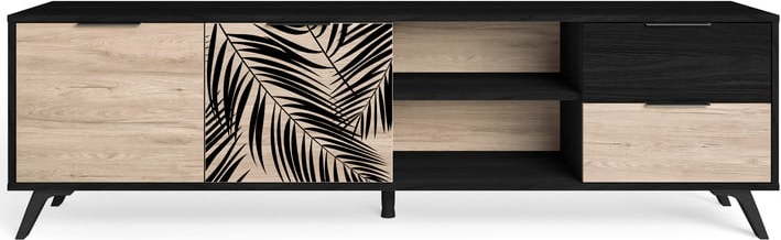 Černý TV stolek v dekoru dubu 181x53 cm Palmera - Marckeric Marckeric