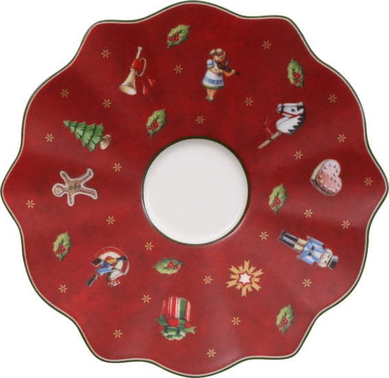 Červený porcelánový podšálek s vánočním motivem Villeroy & Boch
