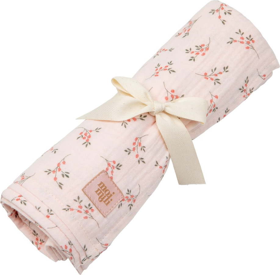 Růžová mušelínová dětská deka 100x100 cm Tiny Flowers - Moi Mili Moi Mili