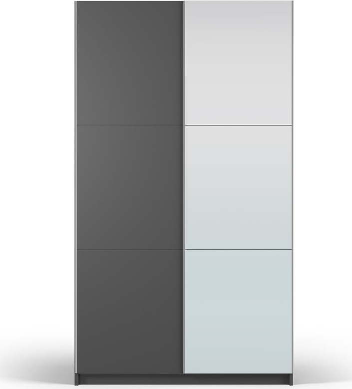 Tmavě šedá šatní skříň se zrcadlem a s posuvnými dveřmi 122x215 cm Lisburn - Cosmopolitan Design Cosmopolitan design
