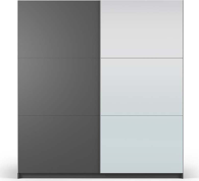 Tmavě šedá šatní skříň se zrcadlem a s posuvnými dveřmi 200x215 cm Lisburn - Cosmopolitan Design Cosmopolitan design