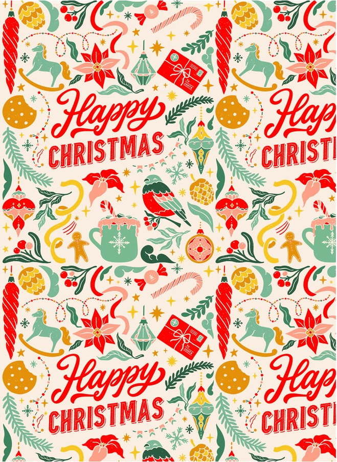 5 archů balícího papíru eleanor stuart Happy Christmas