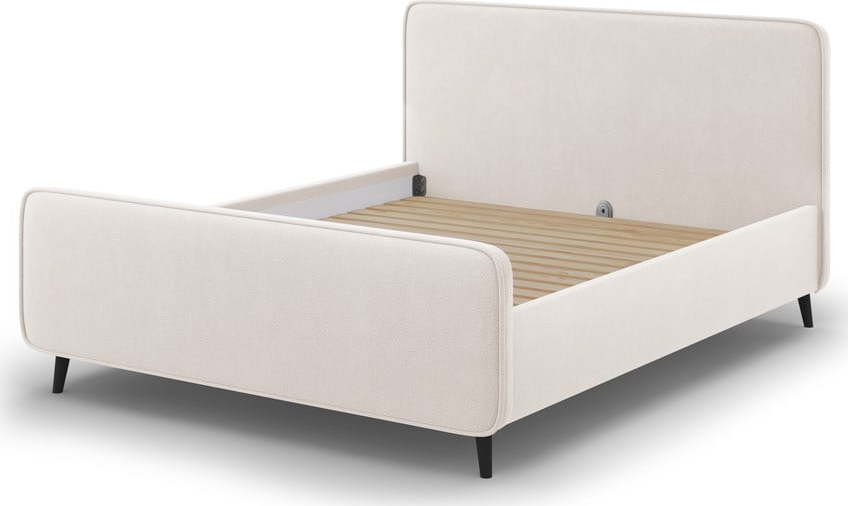 Béžová čalouněná dvoulůžková postel s roštem 160x200 cm Kaia - Micadoni Home Micadoni Home