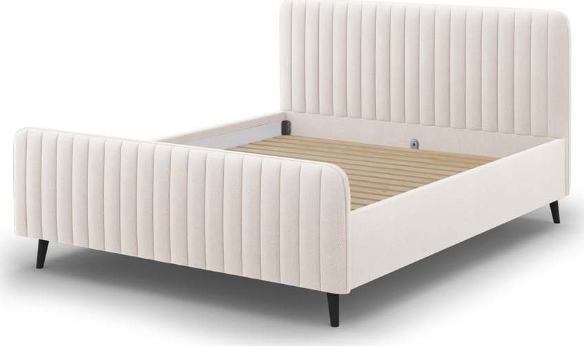 Béžová čalouněná dvoulůžková postel s roštem 160x200 cm Lily - Micadoni Home Micadoni Home