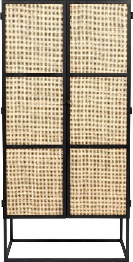 Černá ratanová skříňka 70x145 cm Guuji - White Label White Label