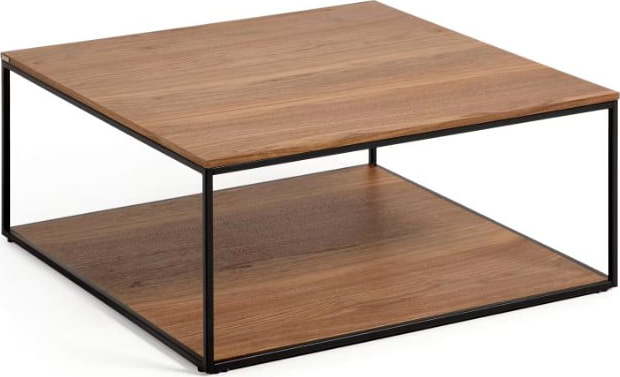 Hnědý konferenční stolek s deskou v dekoru ořechového dřeva 80x80 cm Yona - Kave Home Kave Home