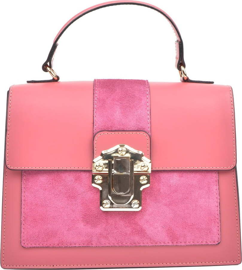 Růžová kožená kabelka Isabella Rhea