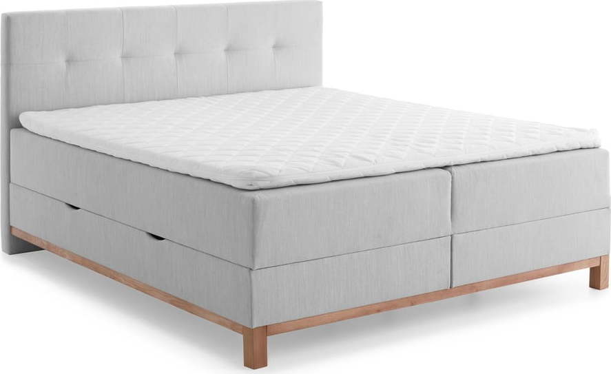 Světle šedá boxspring postel s úložným prostorem 160x200 cm Catania - Meise Möbel Meise Möbel