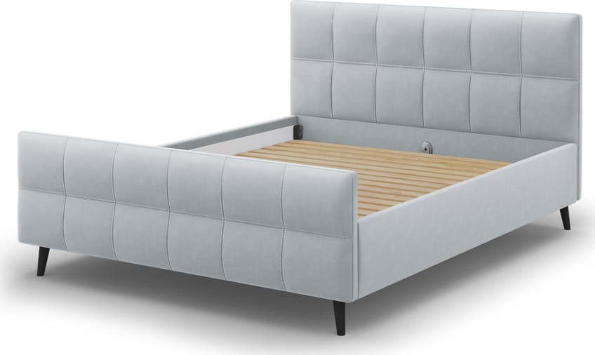 Světle šedá čalouněná dvoulůžková postel s roštem 180x200 cm Gigi - Micadoni Home Micadoni Home