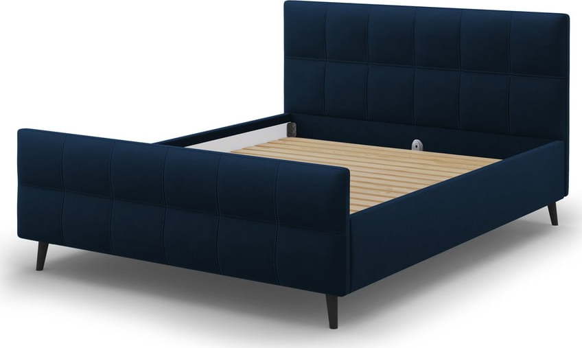 Tmavě modrá čalouněná dvoulůžková postel s roštem 180x200 cm Gigi - Micadoni Home Micadoni Home