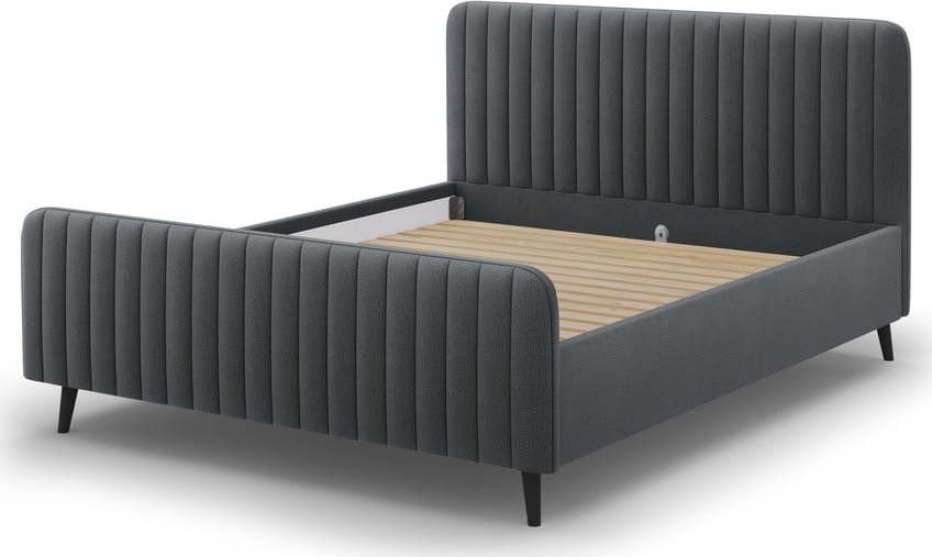 Tmavě šedá čalouněná dvoulůžková postel s roštem 140x200 cm Lily - Micadoni Home Micadoni Home