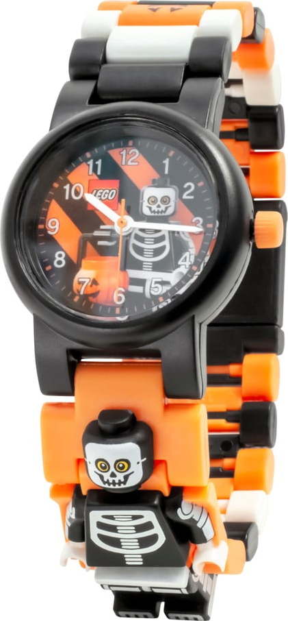Černé náramkové hodinky se skládacím řemínkem a minifigurkou LEGO® Skeleton LEGO