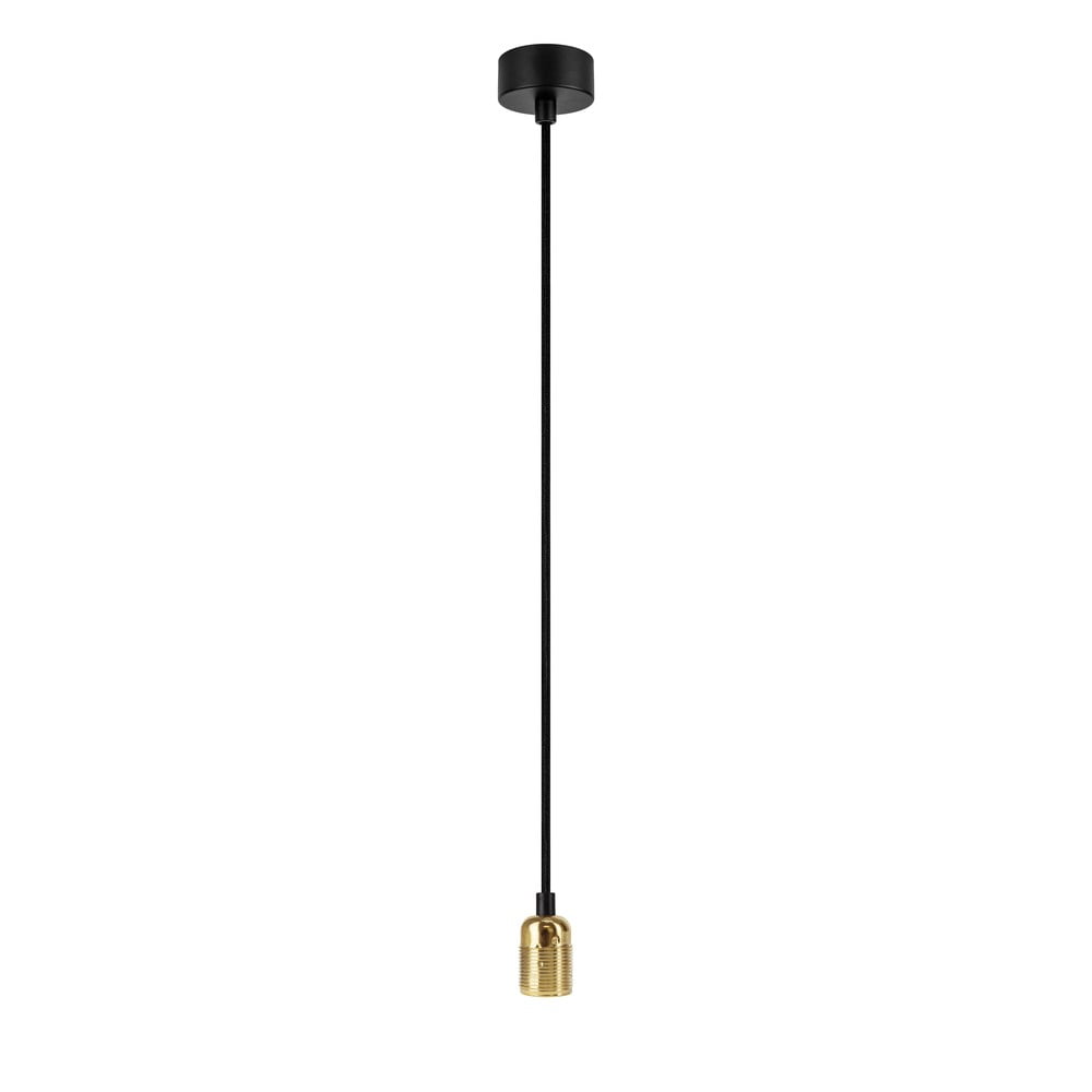 Černé závěsné svítidlo bez stínidla s objímkou ve zlaté barvě Bulb Attack Uno Sotto Luce
