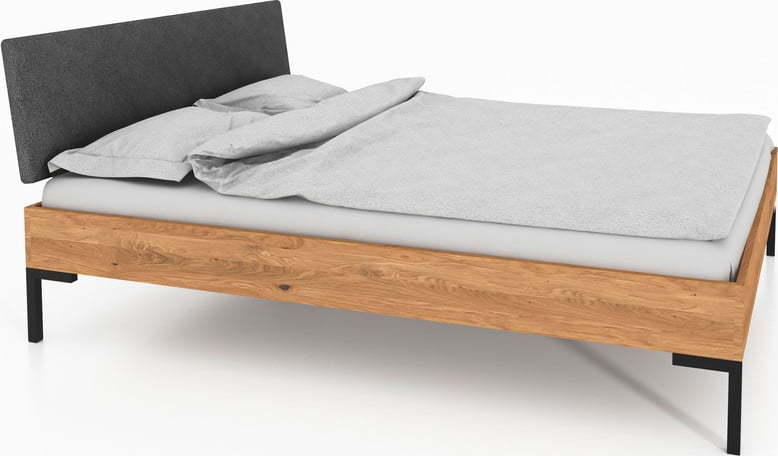 Dvoulůžková postel z dubového dřeva s čalouněným čelem 180x200 cm Abises 1 - The Beds The Beds
