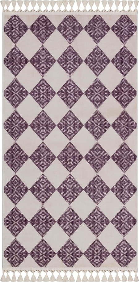 Fialovo-béžový pratelný koberec běhoun 200x80 cm - Vitaus Vitaus