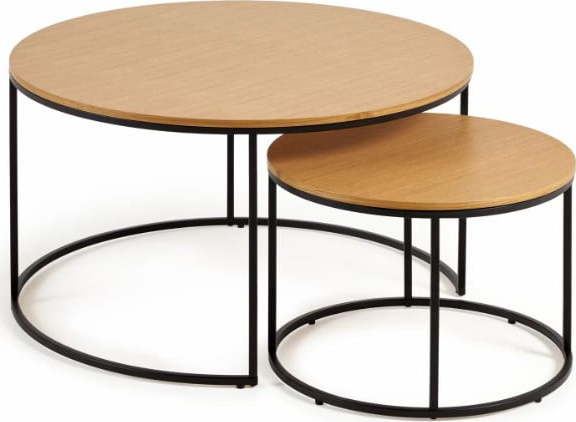 Kulaté konferenční stolky v sadě 2 ks s deskou v dubovém dekoru ø 80 cm Yona - Kave Home Kave Home