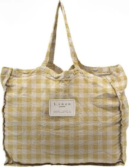 Látková taška Really Nice Things Linen Bag Yellow Vichy Really Nice Things